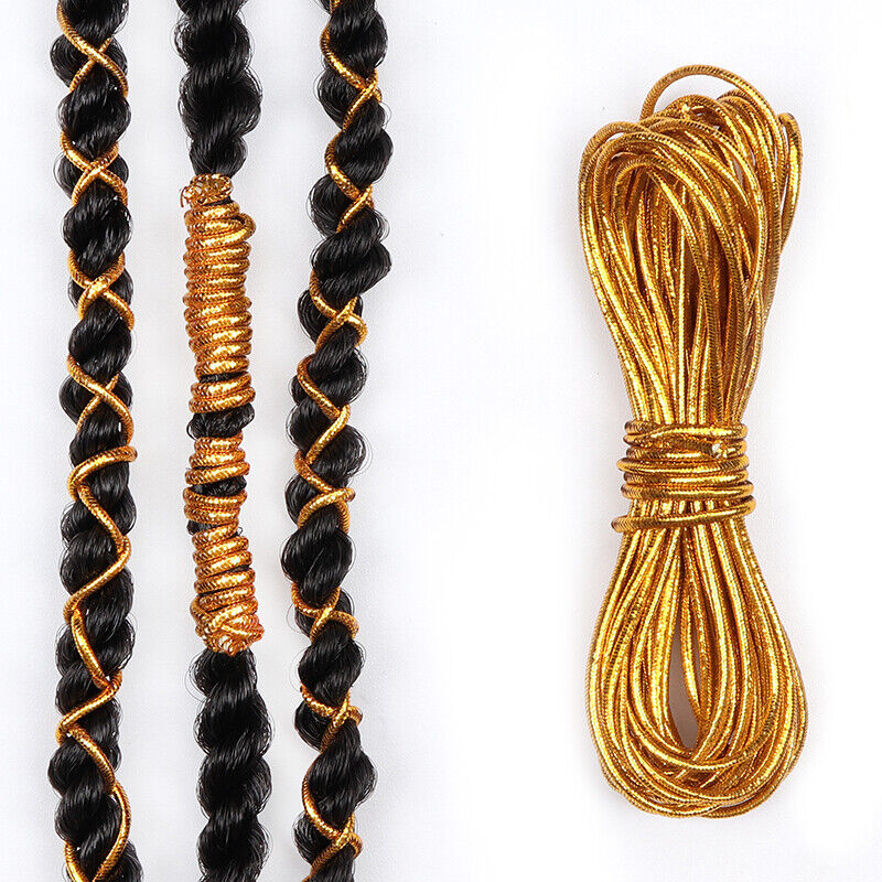 GOLD OR SILVER STRETCHY METALLIC CORD STRING  BRAIDING HAIR ACCESSORIES