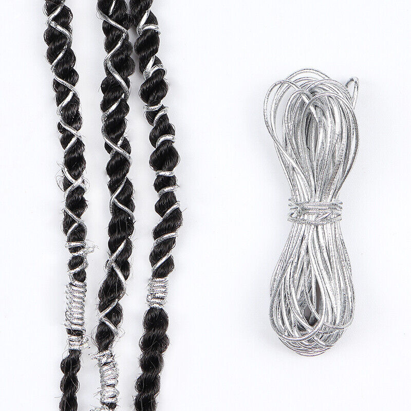 GOLD OR SILVER STRETCHY METALLIC CORD STRING  BRAIDING HAIR ACCESSORIES